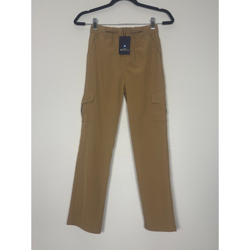 Ben Sherman Boys Cargo Pants Tan‎ Elastic Waist Drawstring Size M 10/12